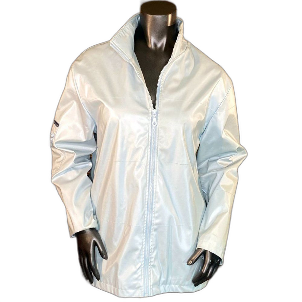 Vtg Trench Coat 80s Utility Chic Street Core Urban Casual SZ M Metallic Silver